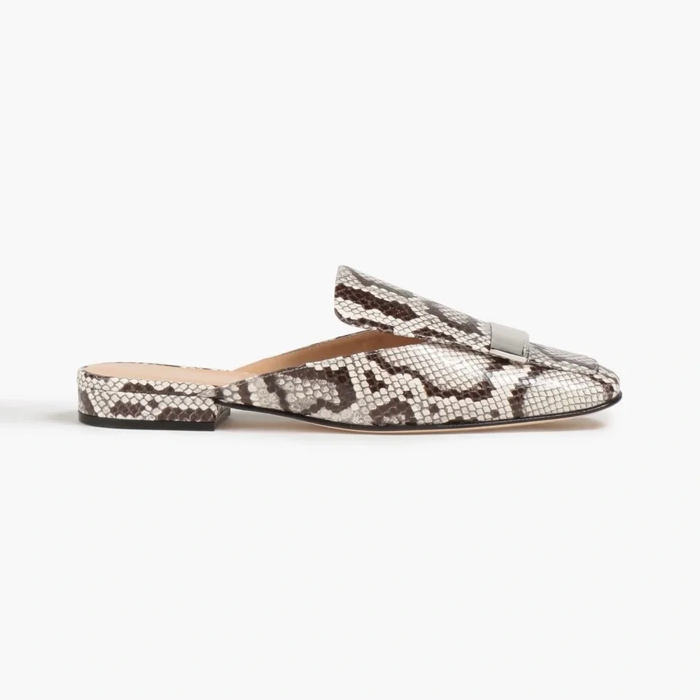 Sergio Rossi python print flat leather mules - Picture 2 of 8